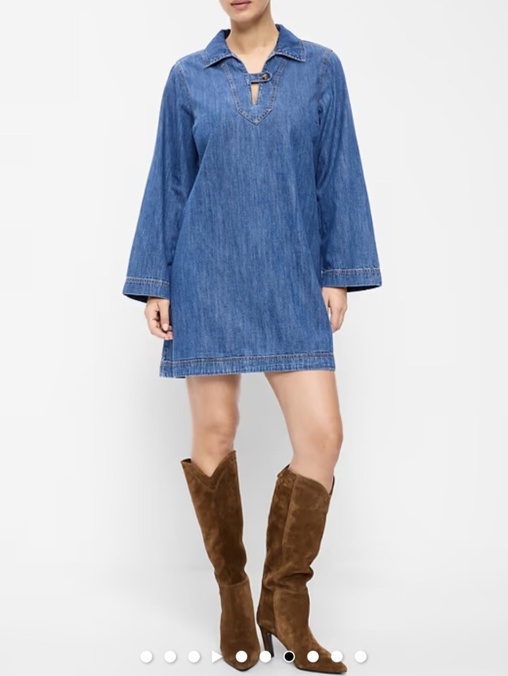 Long-Sleeve Pullover Jean Mini Dress NWT